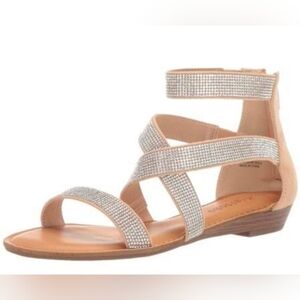 NWT Brash Women's Tan Rhinestone Gladiator Flat Sandals - Size 6.5